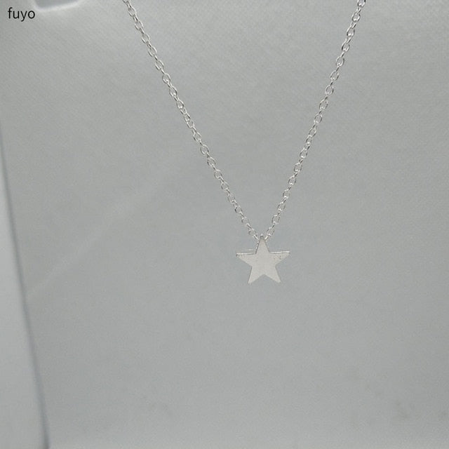 Bohemian Tiny Heart Star Necklace for Women Short Chain Coin Bar Moon Pendant Necklace Gift Choker Necklace