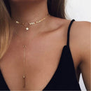 Bohemian Tiny Heart Star Necklace for Women Short Chain Coin Bar Moon Pendant Necklace Gift Choker Necklace