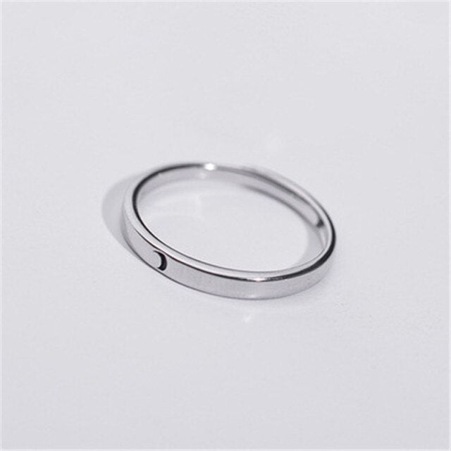 Silver Plated Simple Style Sun  Moon Adjustable Couple Rings  For Men Women Wedding Rings Jewelry Accessories