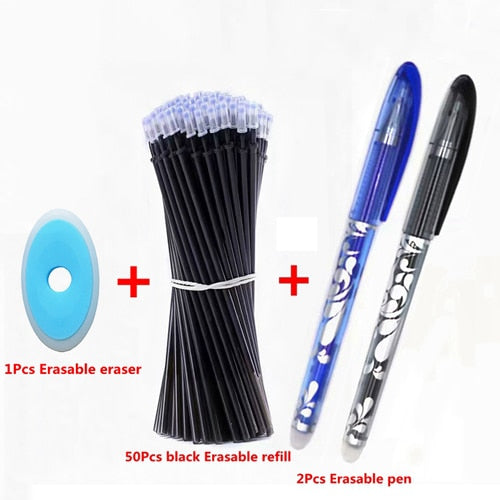 53Pcs/lot 0.38mm Erasable Washable Pen Refill Rod for Handle Blue/Black Ink Gel Pen School Office Writing Supplies Stationery