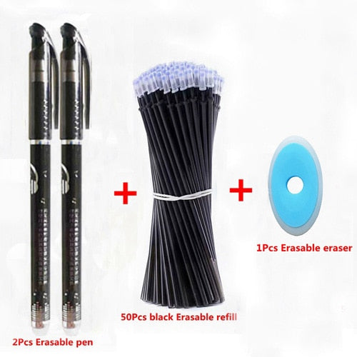 53Pcs/lot 0.38mm Erasable Washable Pen Refill Rod for Handle Blue/Black Ink Gel Pen School Office Writing Supplies Stationery