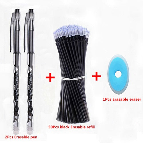 53Pcs/lot 0.38mm Erasable Washable Pen Refill Rod for Handle Blue/Black Ink Gel Pen School Office Writing Supplies Stationery