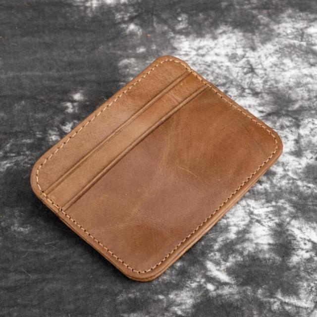 New Arrival Vintage Men's Genuine Leather Credit Card Holder Small Wallet Money Bag ID Card Case Mini Purse For Male