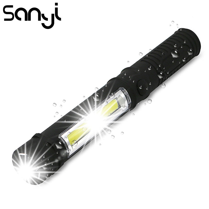 Multifunction COB LED Mini Pen Light Work Inspection LED Flashlight Torch Lamp With the Bottom Magnet and Clip Black/Red/Blue