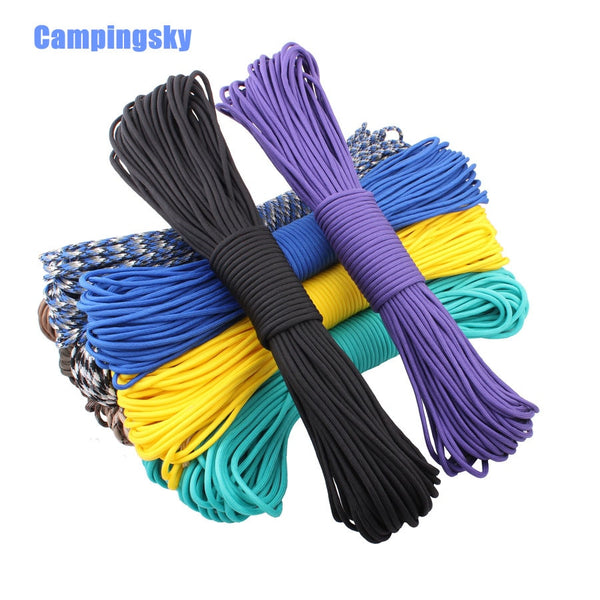 CAMPINGSKY 550 Paracord Parachute Cord Lanyard Tent Rope Mil Spec Type III 7 Strand 100FT Paracord For Hiking Camping 200 Colors
