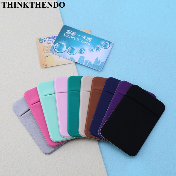 Mobile Phone Credit Card Wallet Holder Pocket Stick-On Adhesive Elastic Tool