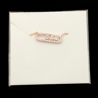 Arab Style Crystal Bead Pendant Necklace For Women Dainty Wedding Jewelry Stainless Steel Rose Gold 3 Dot On Oval Necklace Colar