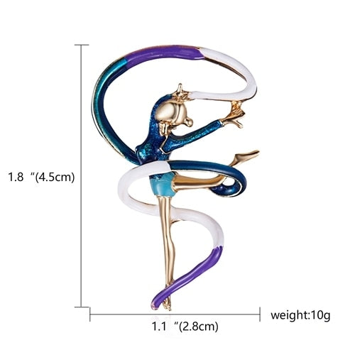 RINHOO Gymnastics Girl Flower Dancer Crystal Brooches for Women Cute Pin Bijouterie High Quality Corsage Fashion Wedding Jewelry