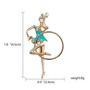 RINHOO Gymnastics Girl Flower Dancer Crystal Brooches for Women Cute Pin Bijouterie High Quality Corsage Fashion Wedding Jewelry