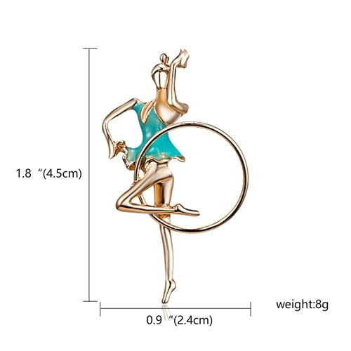 RINHOO Gymnastics Girl Flower Dancer Crystal Brooches for Women Cute Pin Bijouterie High Quality Corsage Fashion Wedding Jewelry