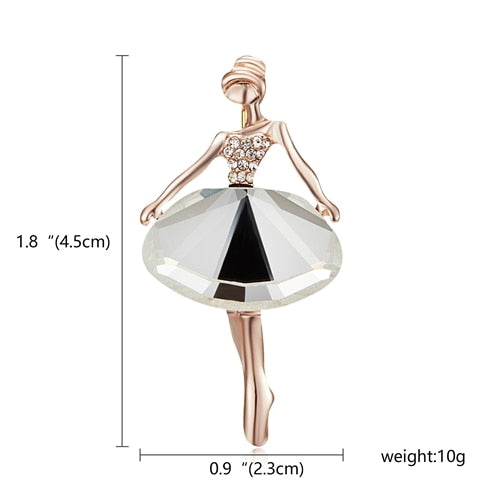 RINHOO Gymnastics Girl Flower Dancer Crystal Brooches for Women Cute Pin Bijouterie High Quality Corsage Fashion Wedding Jewelry