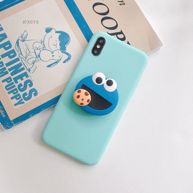 3D Cartoon Holder Soft Phone Case For iphone X XR XS 11 Pro Max 6S 7 8 plus And samsung S8 S9 S10 A50 Note 10 S20