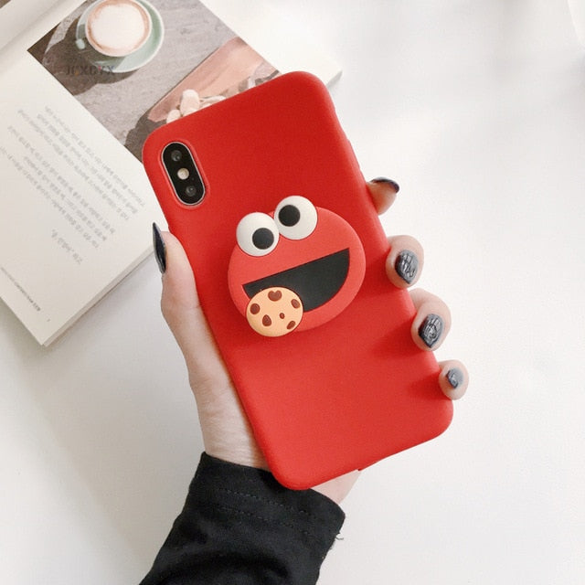3D Cartoon Holder Soft Phone Case For iphone X XR XS 11 Pro Max 6S 7 8 plus And samsung S8 S9 S10 A50 Note 10 S20