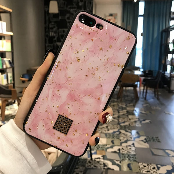 Gold Foil Marble/ Granite  Glitter Phone Case For iPhone 11 pro XS Max XR X 7 8 6 6s Plus