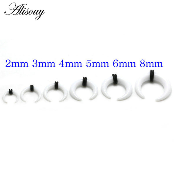2pcs Acrylic C Sahpe Buffalo Horn Ear Pincher Septum Rings Piercing Black Ear Taper Stretcher Expander Body Jewelry 1.6mm-16mm