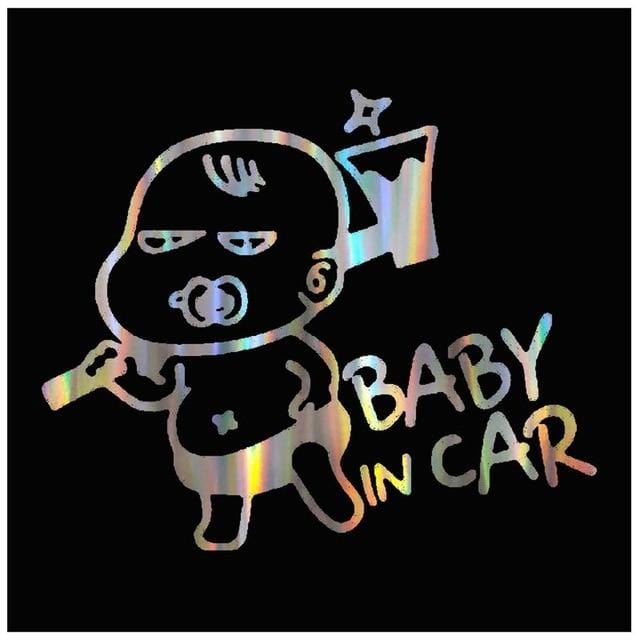 Colorful Laser Russian Kids Baby On Board Car 3D Sticker "Baby In Car" Car Decals Vinyl Stickers Family Auto Cover Baby Protect