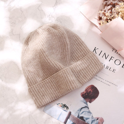 VISROVER  9 colorways new Autumn winter solid color real cashmere beanies for woman cashmere unisex Warm knitted hat wholesales