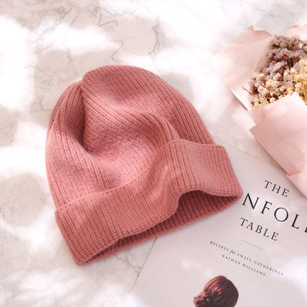 VISROVER  9 colorways new Autumn winter solid color real cashmere beanies for woman cashmere unisex Warm knitted hat wholesales