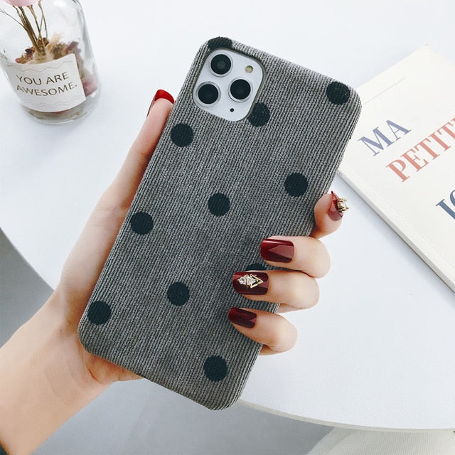 Cloth Texture POlka Dot Phone Case For iPhone 11 Pro Max 6 6s 7 8 Plus X XS XR Xs Max