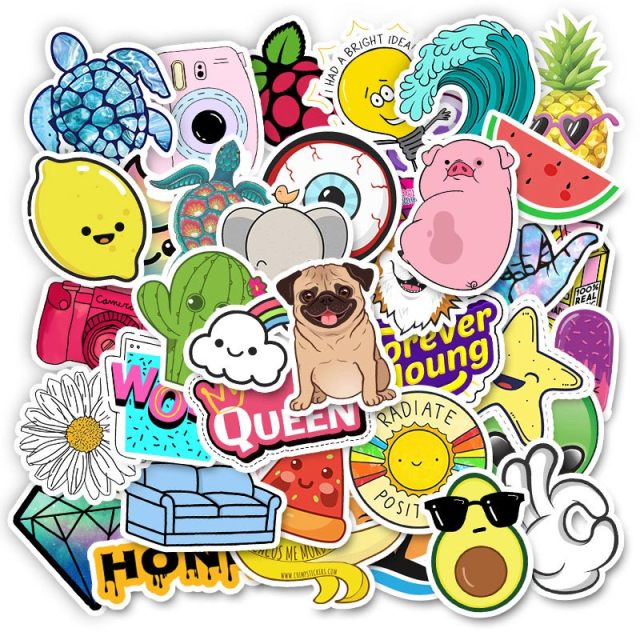 50PCS Cool Summer Vsco Stickers Pack Pink Girl Anime Stiker For Children On The Laptop Fridge Phone Skateboard Suitcase Sticker