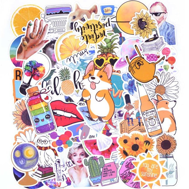 50PCS Cool Summer Vsco Stickers Pack Pink Girl Anime Stiker For Children On The Laptop Fridge Phone Skateboard Suitcase Sticker
