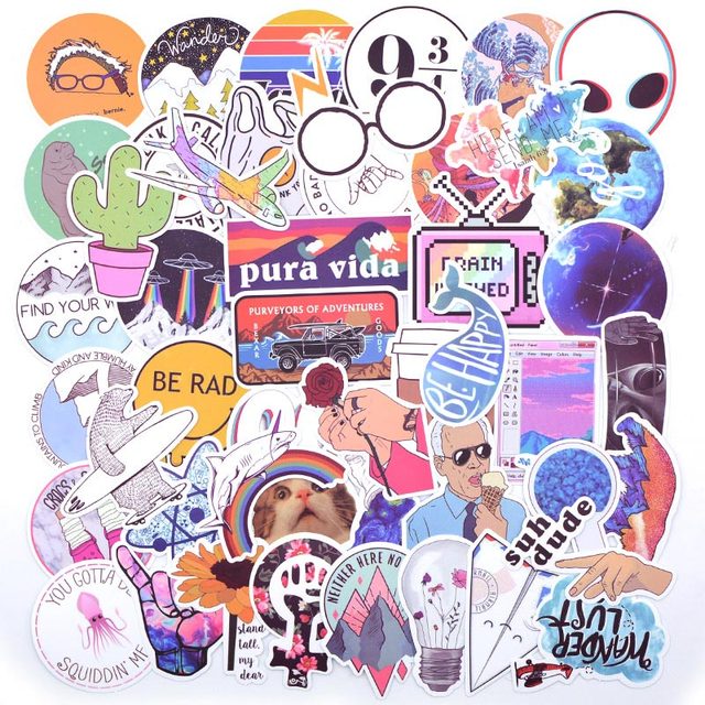 50PCS Cool Summer Vsco Stickers Pack Pink Girl Anime Stiker For Children On The Laptop Fridge Phone Skateboard Suitcase Sticker