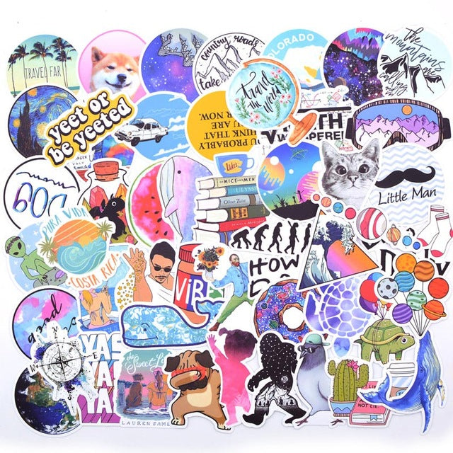 50PCS Cool Summer Vsco Stickers Pack Pink Girl Anime Stiker For Children On The Laptop Fridge Phone Skateboard Suitcase Sticker