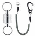Piscifun Magnetic Net Release Fly Fishing Aluminum Strong Train Net Holder 7.7LB Lanyard Cable Pull 3.5KG Green/Silver/Black