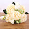 30cm Rose Pink Silk Bouquet Peony Artificial Flowers 5 Big Heads 4 Small Bud Bride Wedding Home Decoration Fake Flowers Faux
