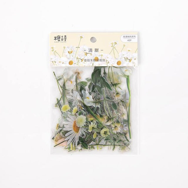40pcs/pack Lovely Floral Flower Diary Sticker Label Scrapbooking Sticker Handbook Decoration