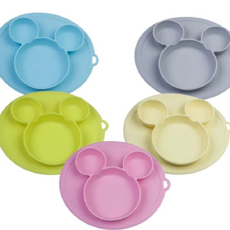 Kids Bowl Plates baby feeding silicone plate children's integrated baby silica gel dishes