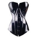 FLORATA Sexy women PVC Overbust Corset Steampunk Lingerie Top-Goth Corset Sexy Leather Waist Trainer