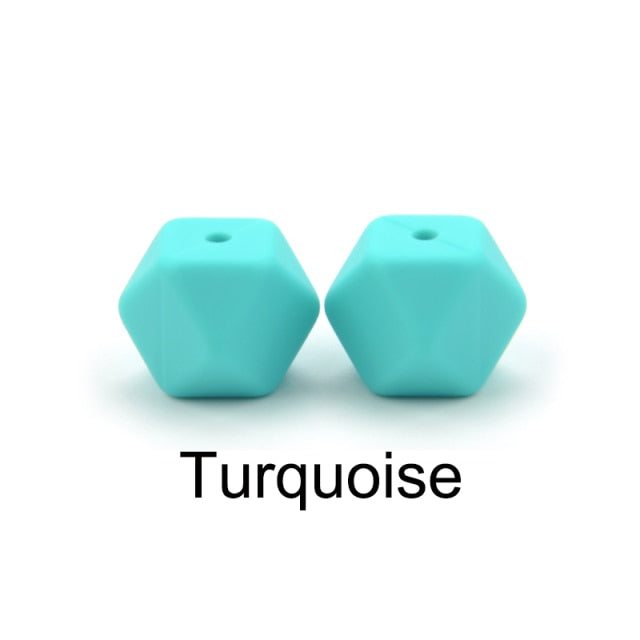 LOFCA10pcs 14mm Mini Hexagon silicone beads Baby Teether BPA Free DIY Necklace Pacifier Chain Baby Teething Care Infant