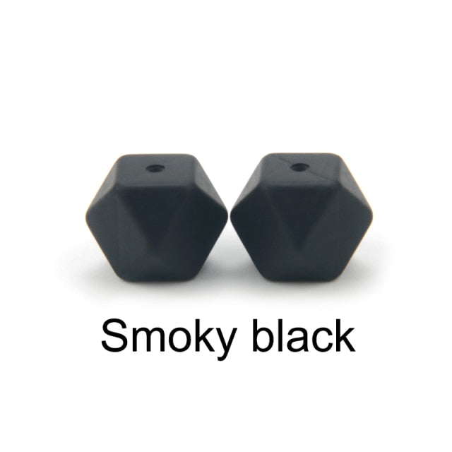 LOFCA10pcs 14mm Mini Hexagon silicone beads Baby Teether BPA Free DIY Necklace Pacifier Chain Baby Teething Care Infant