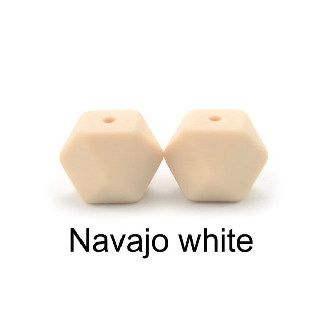 LOFCA10pcs 14mm Mini Hexagon silicone beads Baby Teether BPA Free DIY Necklace Pacifier Chain Baby Teething Care Infant