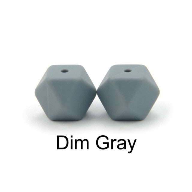 LOFCA10pcs 14mm Mini Hexagon silicone beads Baby Teether BPA Free DIY Necklace Pacifier Chain Baby Teething Care Infant