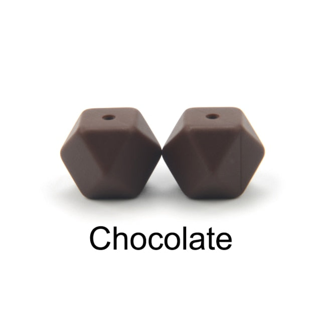 LOFCA10pcs 14mm Mini Hexagon silicone beads Baby Teether BPA Free DIY Necklace Pacifier Chain Baby Teething Care Infant