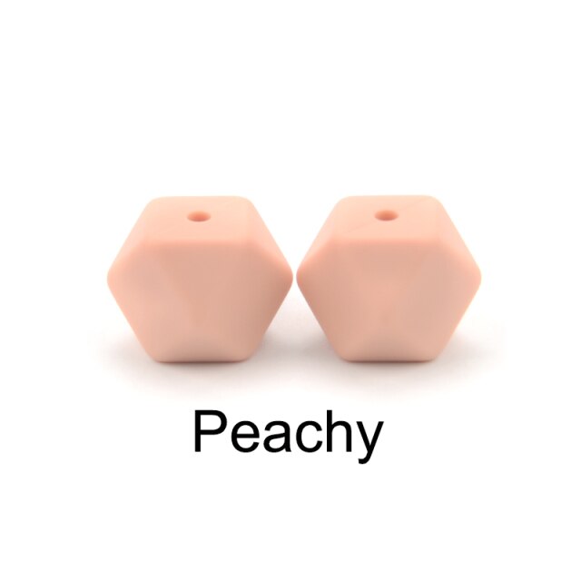 LOFCA10pcs 14mm Mini Hexagon silicone beads Baby Teether BPA Free DIY Necklace Pacifier Chain Baby Teething Care Infant