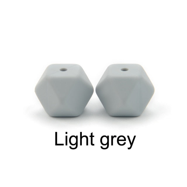 LOFCA10pcs 14mm Mini Hexagon silicone beads Baby Teether BPA Free DIY Necklace Pacifier Chain Baby Teething Care Infant