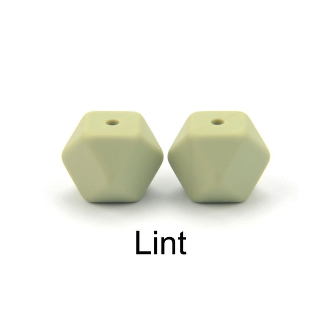 LOFCA10pcs 14mm Mini Hexagon silicone beads Baby Teether BPA Free DIY Necklace Pacifier Chain Baby Teething Care Infant