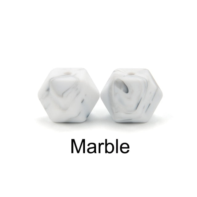 LOFCA10pcs 14mm Mini Hexagon silicone beads Baby Teether BPA Free DIY Necklace Pacifier Chain Baby Teething Care Infant