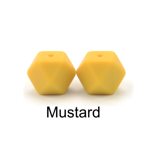 LOFCA10pcs 14mm Mini Hexagon silicone beads Baby Teether BPA Free DIY Necklace Pacifier Chain Baby Teething Care Infant