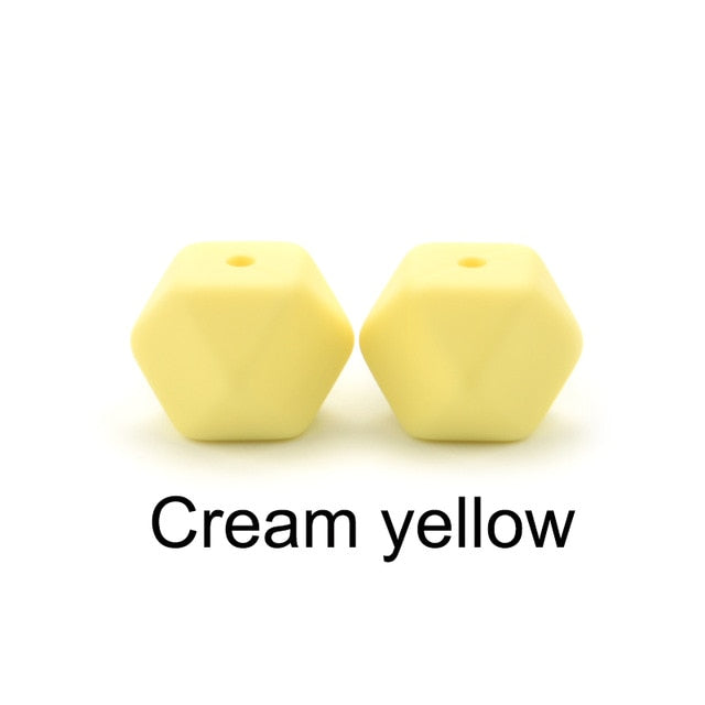 LOFCA10pcs 14mm Mini Hexagon silicone beads Baby Teether BPA Free DIY Necklace Pacifier Chain Baby Teething Care Infant