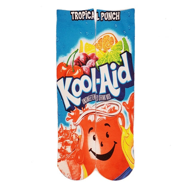 Cotton Socks Art 3D Printing Potato Chips Chocolate Fruit Candy Print Socks Men And Women Harajuku Unisex Funny Socks