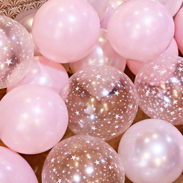 Clear / Pink Confetti Balloon set