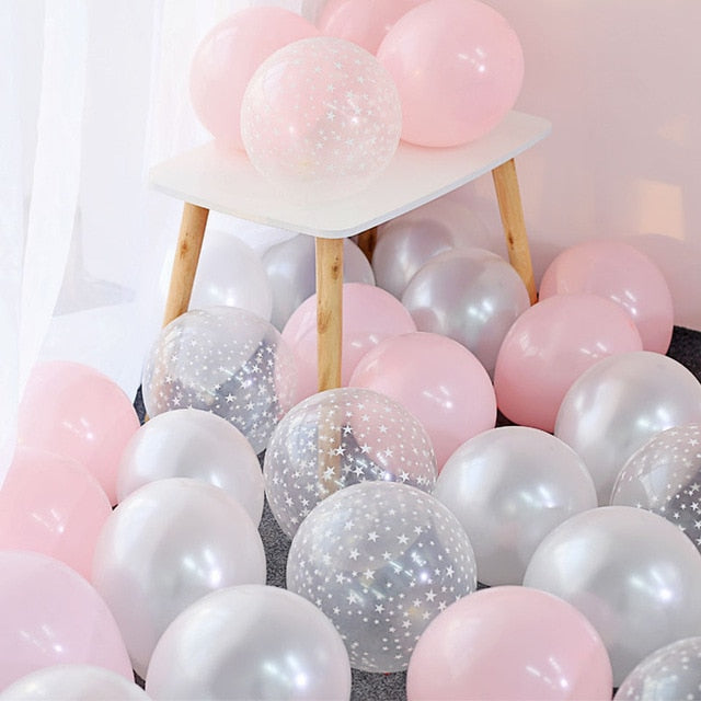 Clear / Pink Confetti Balloon set