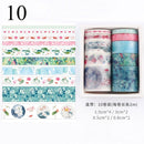 10Pcs/Set Cute Plant Leaves Washi Tape Kawaii Flower Masking Tape Whale Decorative Tape For Sticker Scrapbooking DIY Photo Album