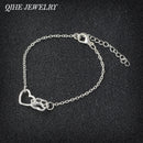 QIHE JEWELRY Paw Dog Cat Print and Heart Charm Bracelet Tiny Minimal Bracelet Dog lover Cat Lover jewlry Dainty Pulsera
