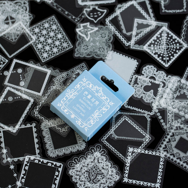 50 pcs/pack White lace transparent Cute Boxed Kawaii Decoration Stickers Planner Scrapbooking Stationery Japanese Diary Stickers