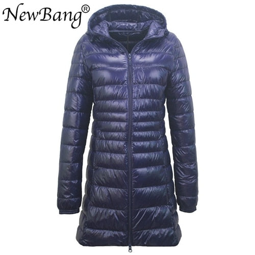 NewBang 8XL Ladies Long Warm Down Coat With Portable Storage Bag Women Ultra Light Down Jacket Women's Overcoats Hip-Length
